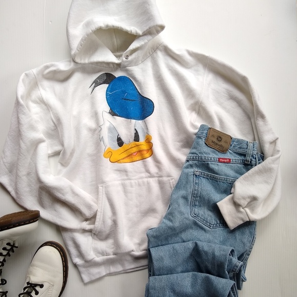 Disney Tops - Vintage Donald Duck graphic hooded sweatshirt